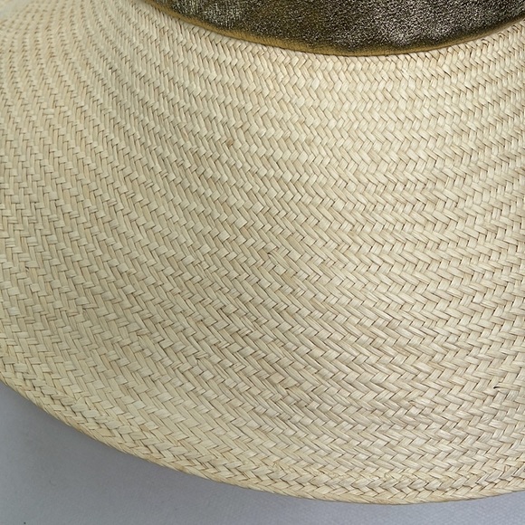 Wide Brim Gold Lame Crown Sun Hat - Picture 5 of 6